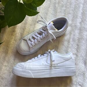 Nike Blazer Low White Leather Platform Sneakers
